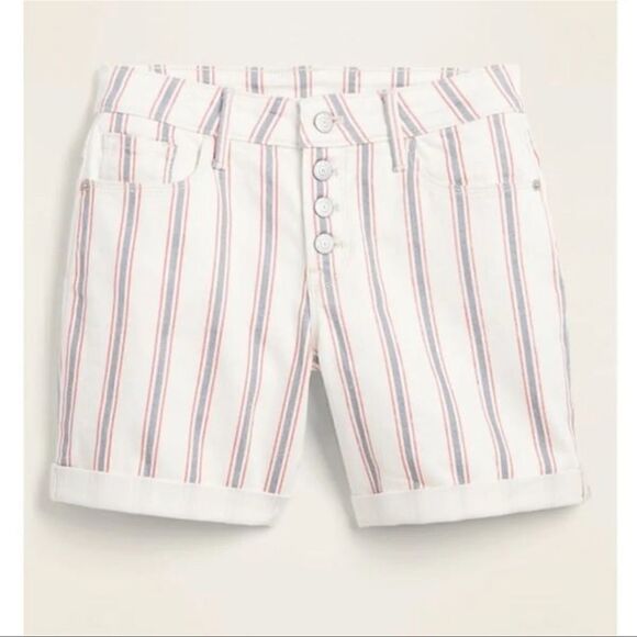Old Navy Mid Rise Button-Fly Multi-Stripe Jean Shorts Size 14 - Picture 3 of 8